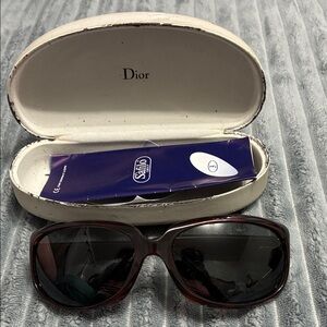 Dior Burgundy Frame Sunglasses with Dark Lenses